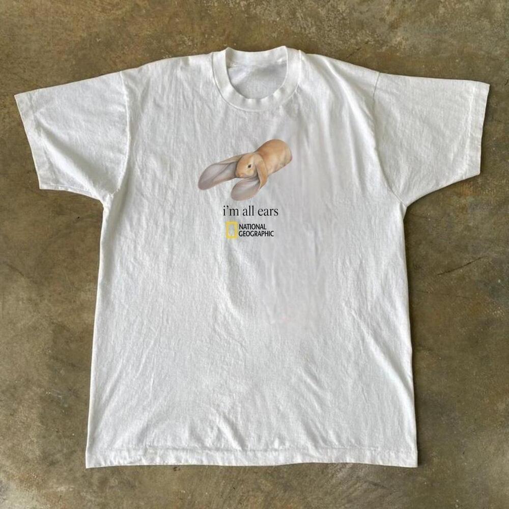 National Geographic White Bunny Graphic Tee